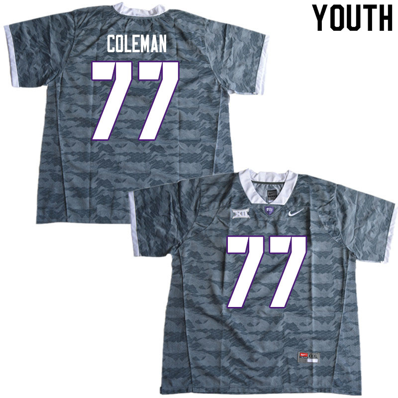 Youth #77 Brandon Coleman TCU Horned Frogs College Football Jerseys Sale-Gray